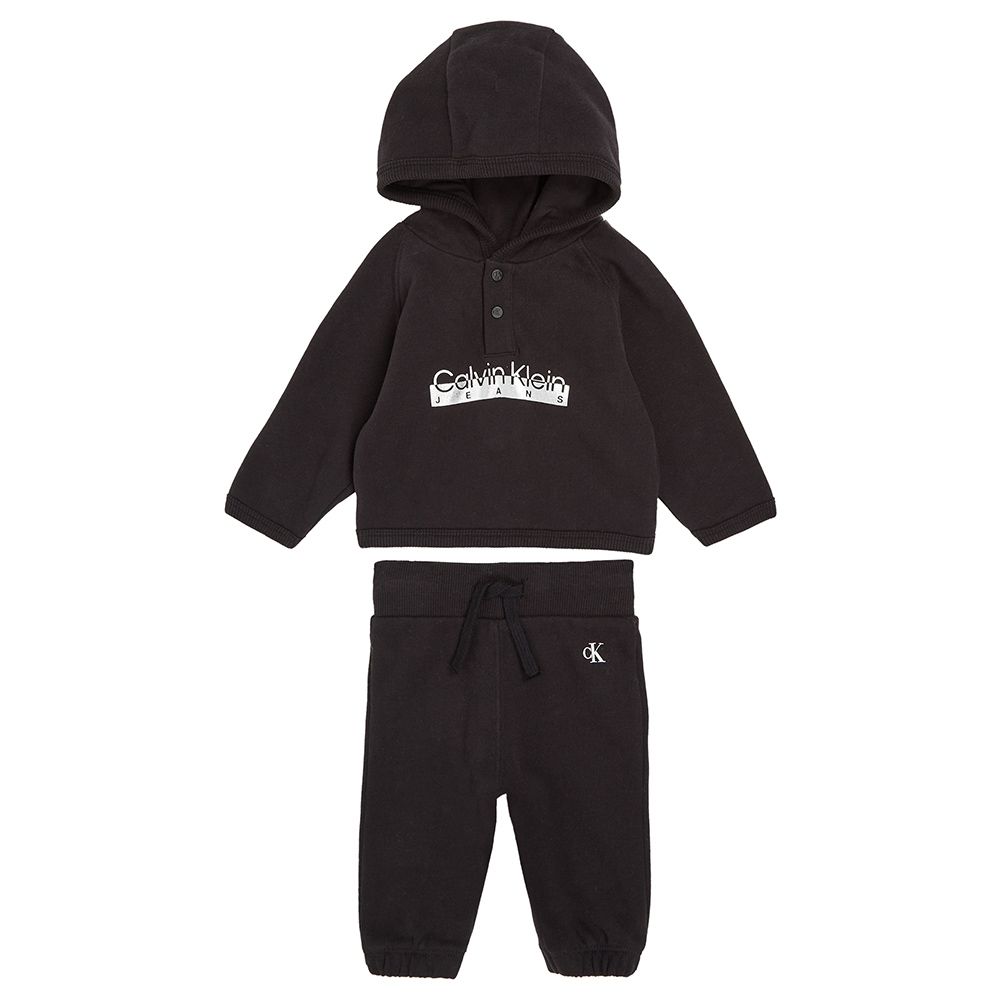 Calvin Klein - 2pc-Set - Metallic Hero Logo Hoodie And Pant - Black