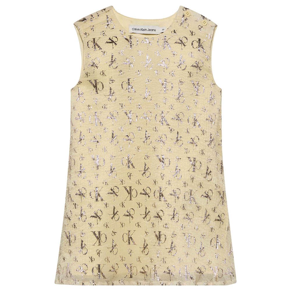 Calvin Klein - Cap Metallic Printed Dress - Vanilla