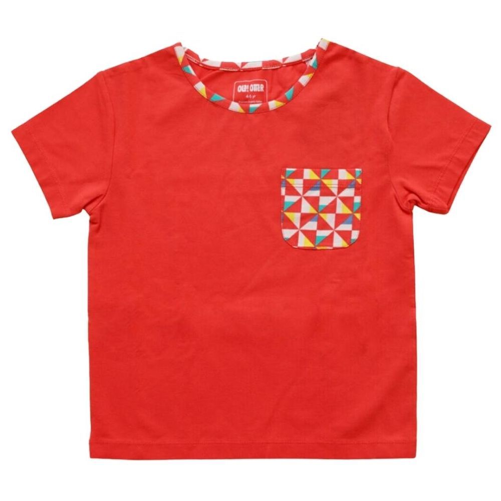 Ola Otter - Round Neck Tee w/ Pocket - Pinwheel Parade