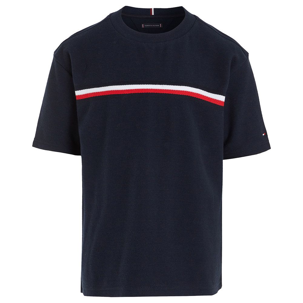 Tommy Hilfiger - Global Stripe Pique Short Sleeves Tee - Blue