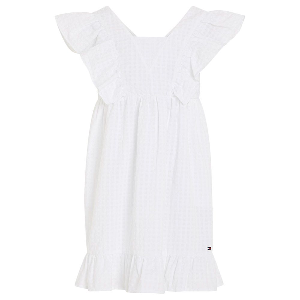 Tommy Hilfiger - Seersucker Frill Fit And Flare Dress - White