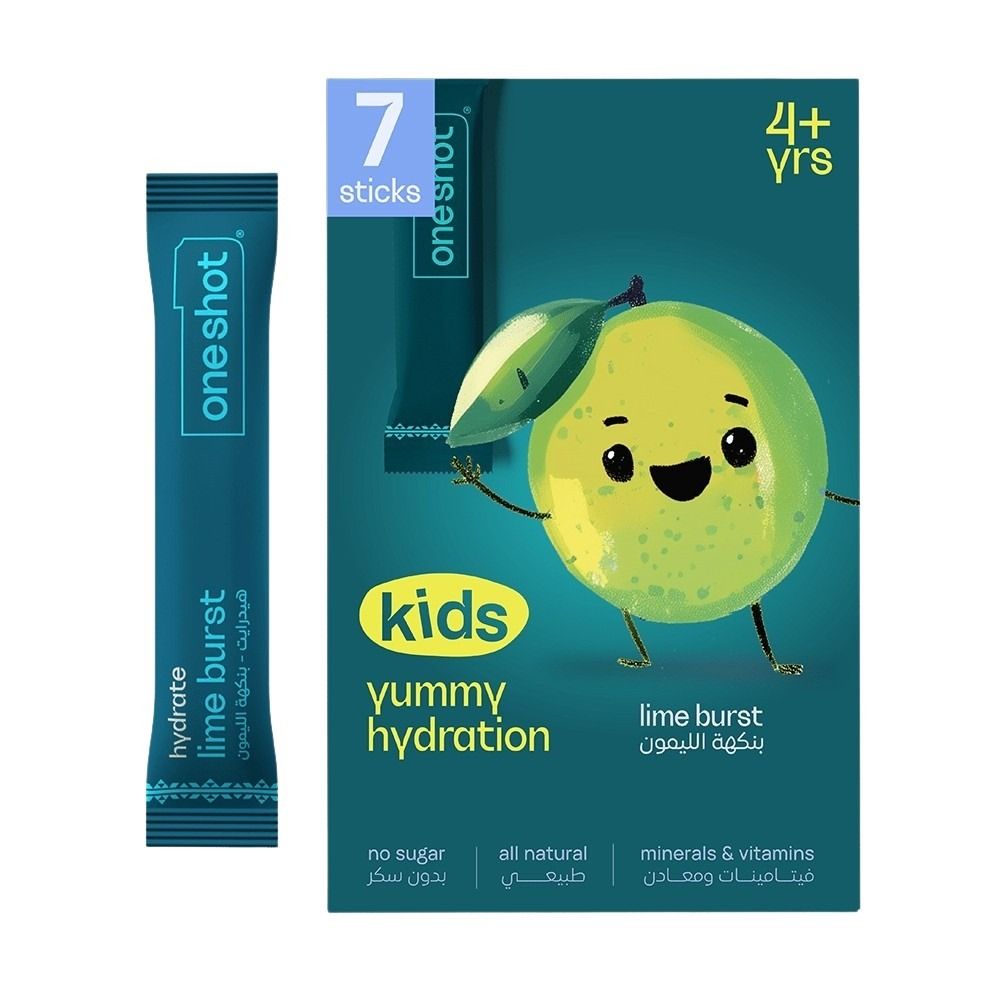 Oneshot - Kids Electrolyte Hydration Sticks - Lime Burst - 7 Pcs