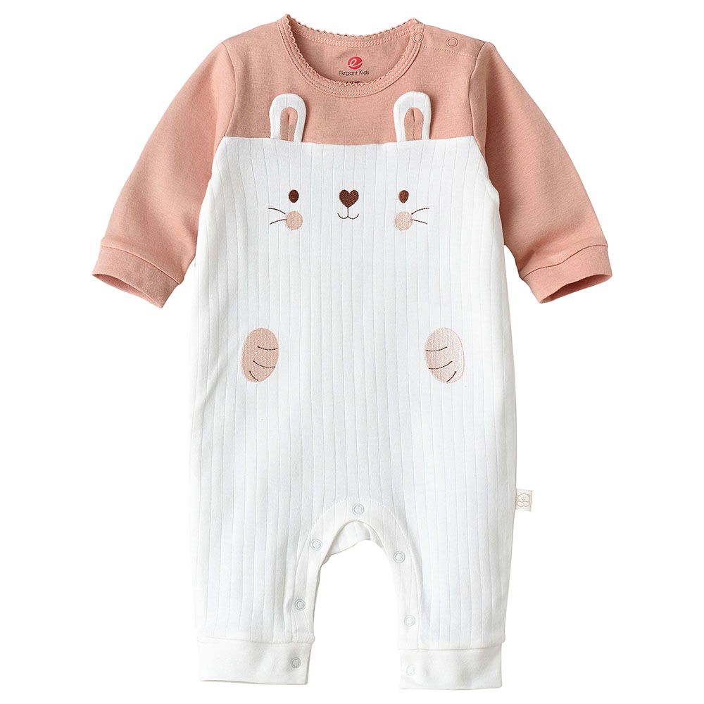 Tiny Hug - Cotton Sleepsuit - Pink/White