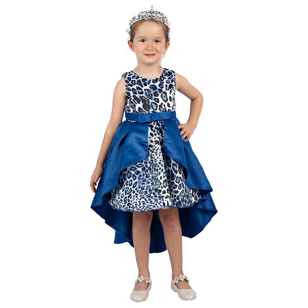 D' Daniela - Amy Leopard Print Party Dress - Blue