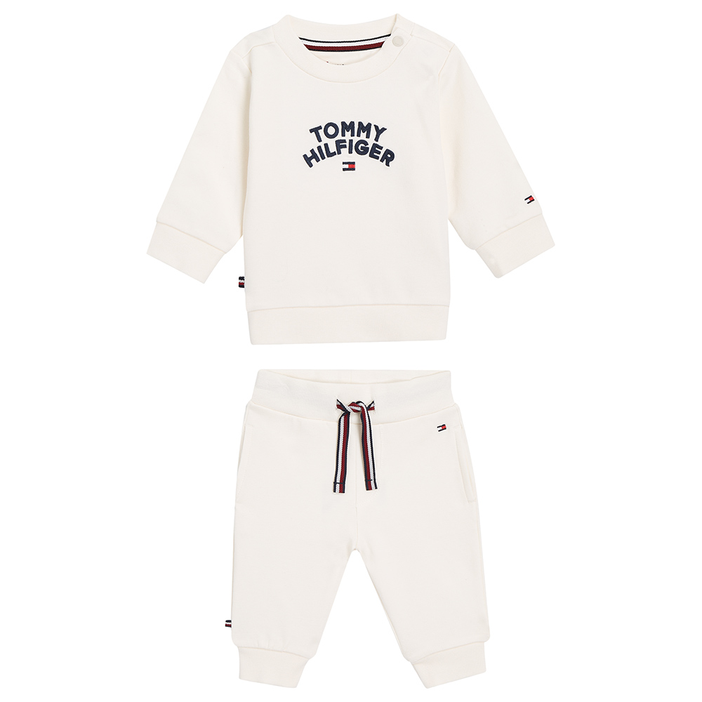 Tommy Hilfiger 2pc Set Baby Monogram Sweater Joggers White