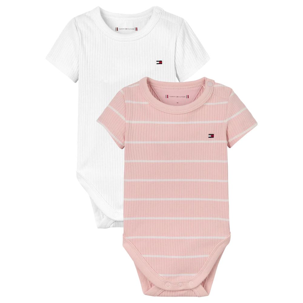 Tommy Hilfiger - 2pc-Set - Ribbed Logo Bodysuits - Pink