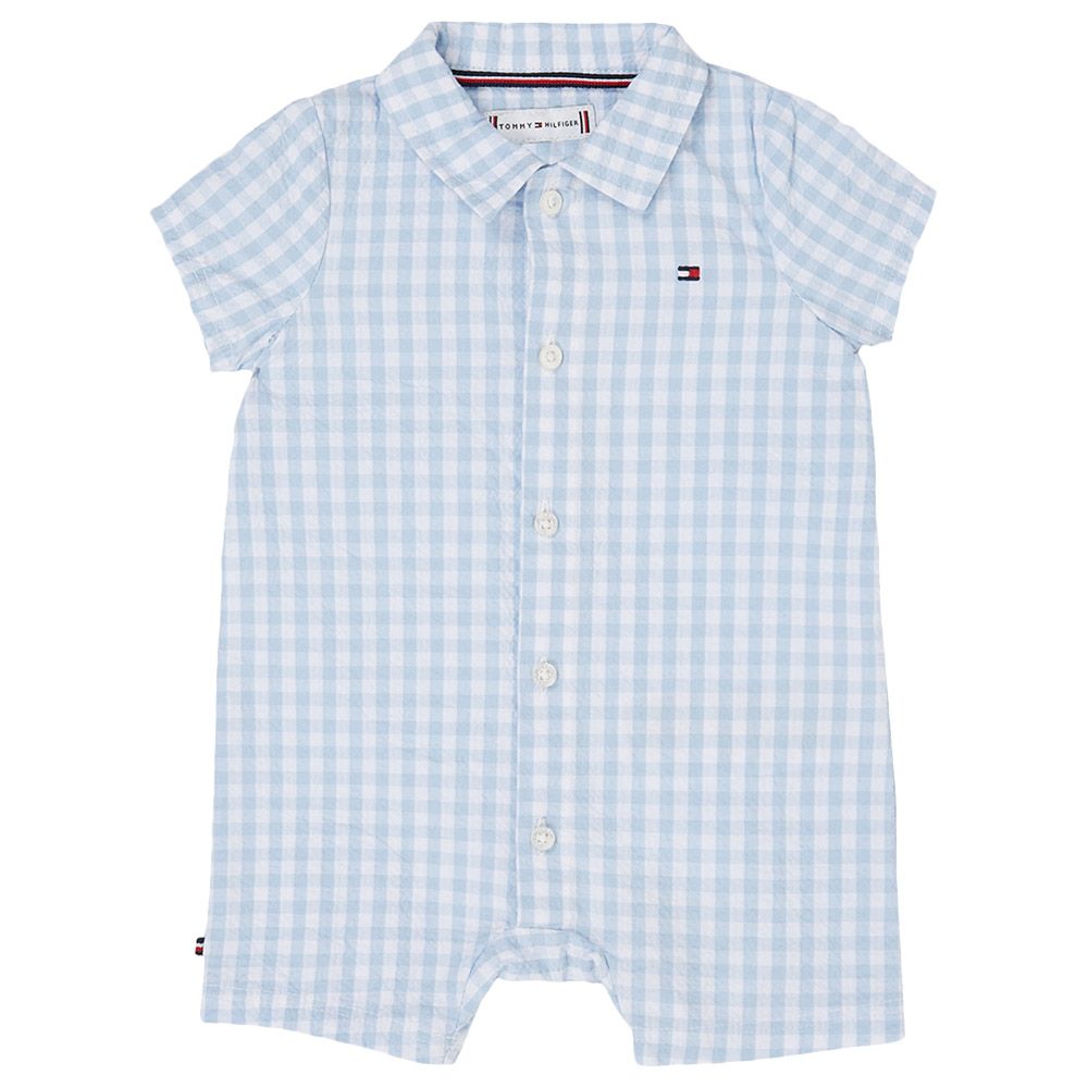 Tommy Hilfiger - Baby Gingham Check Collared Shortall - Blue