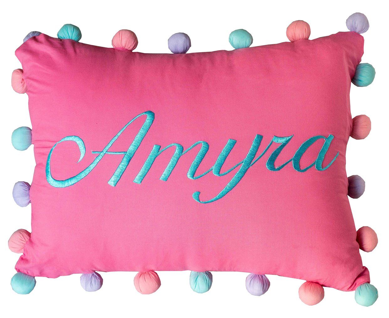 Little West Street - Pom Pom Personalised Pillow - Pink