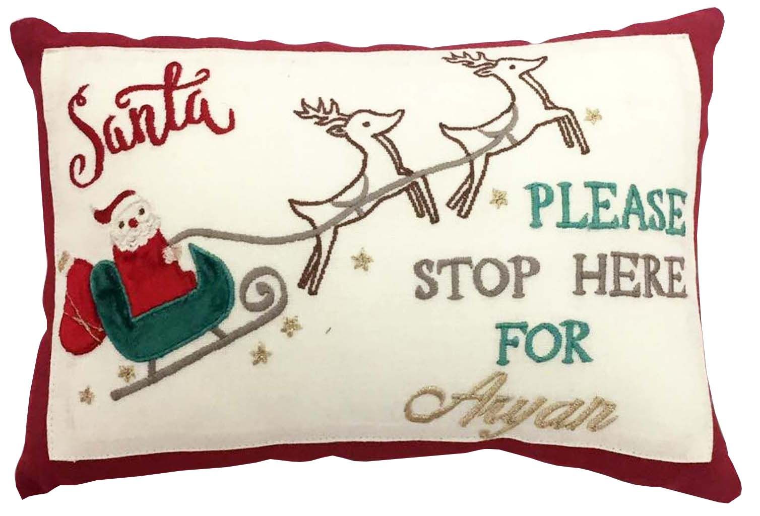 Little West Street - Personalised Santa Stop Here Pillow