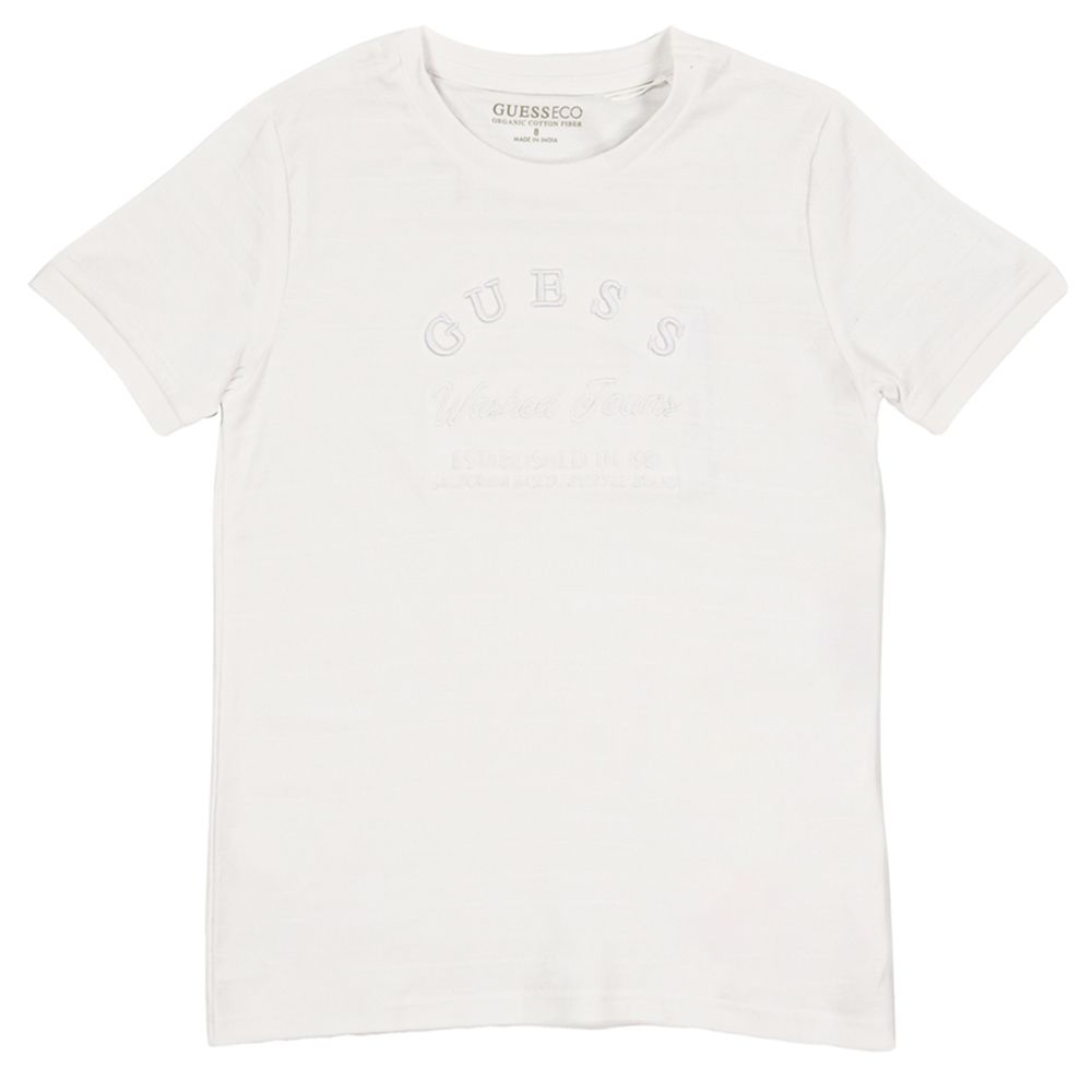 Guess - Boy's Jacquard Short Sleeve T-Shirt - White