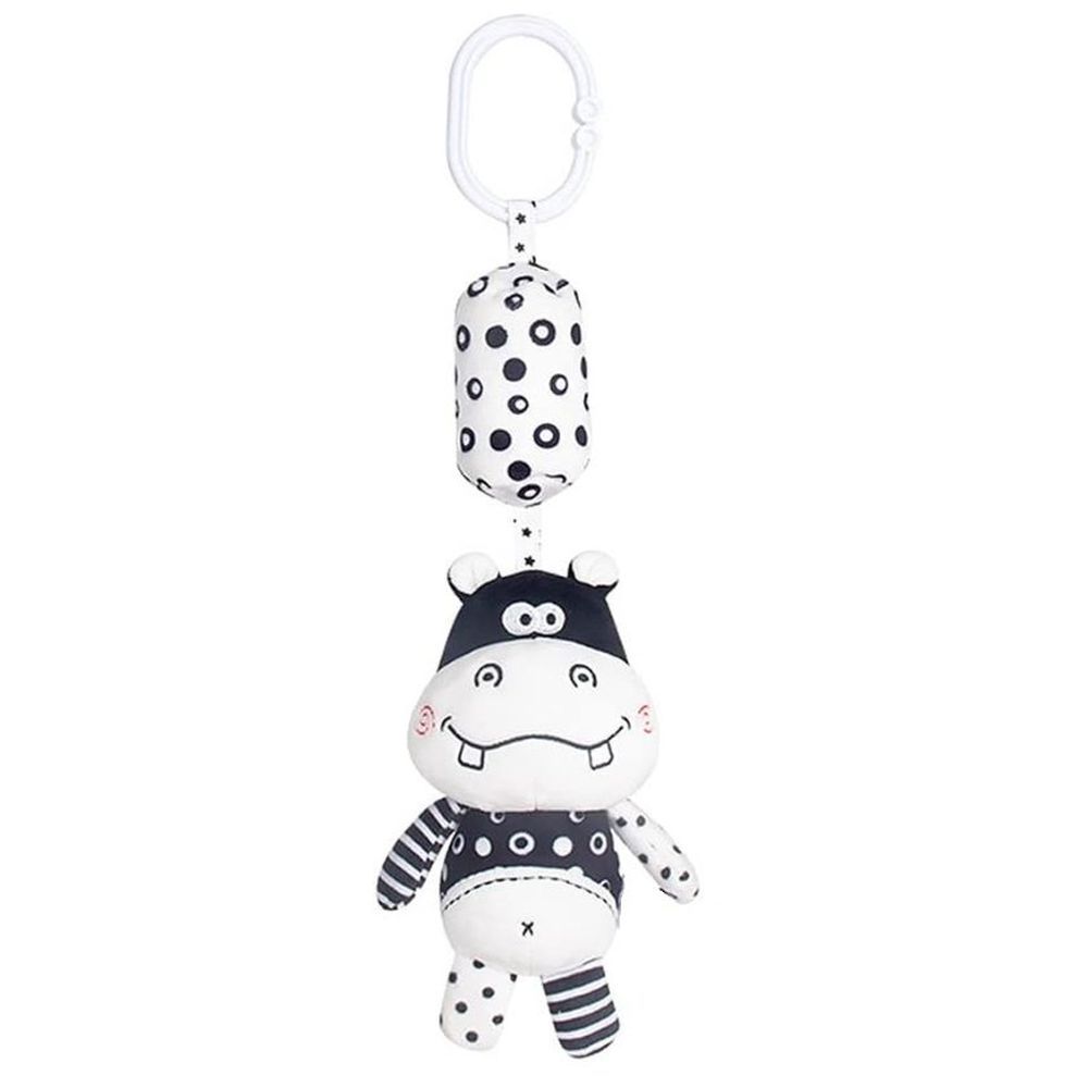 Little Angel - Baby Stroller Crib Plush Hanging Rattle Toy - Cow - Black/White