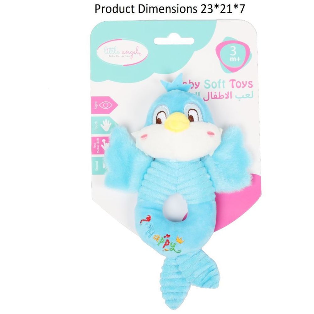 Little Angel - Baby Crib Soft Stuffed Rattle Pacifying Toy - Bird - Blue