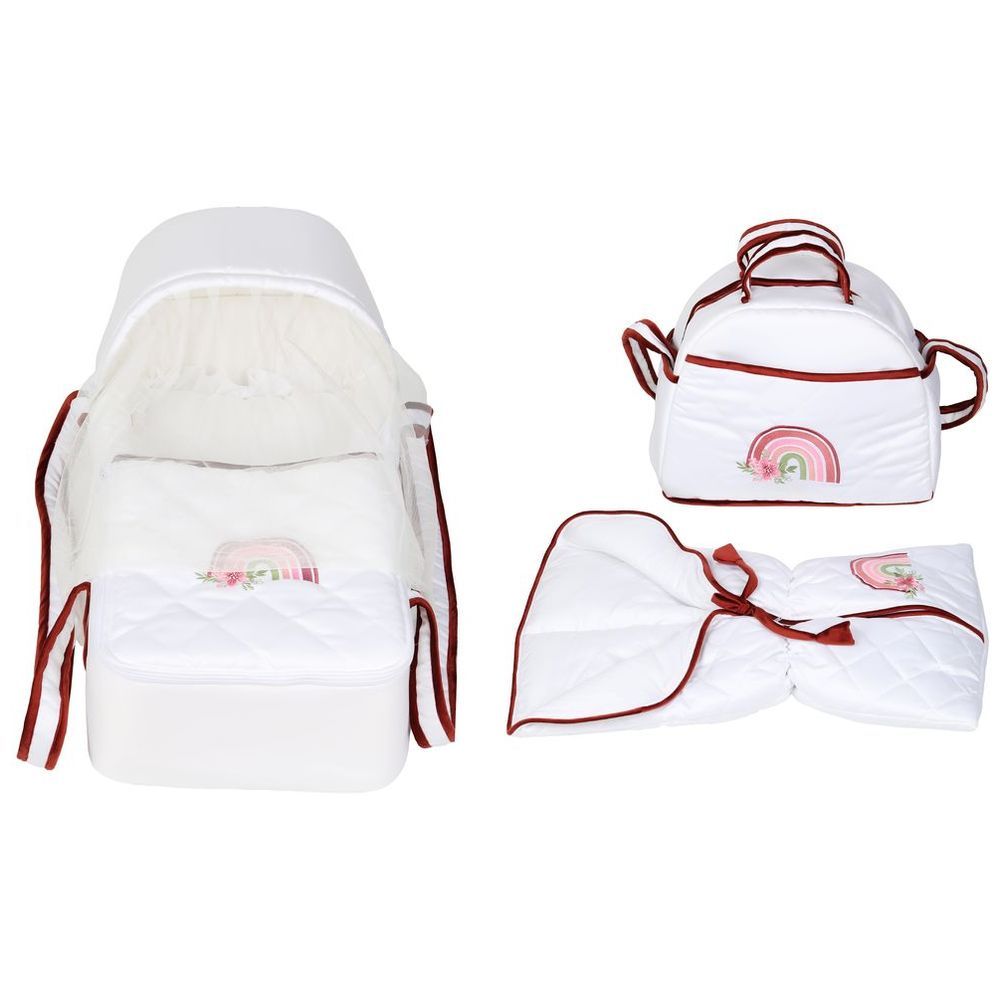 Little Angel - Baby Foldable Carry Cot & Sleeping Bag - White/Red