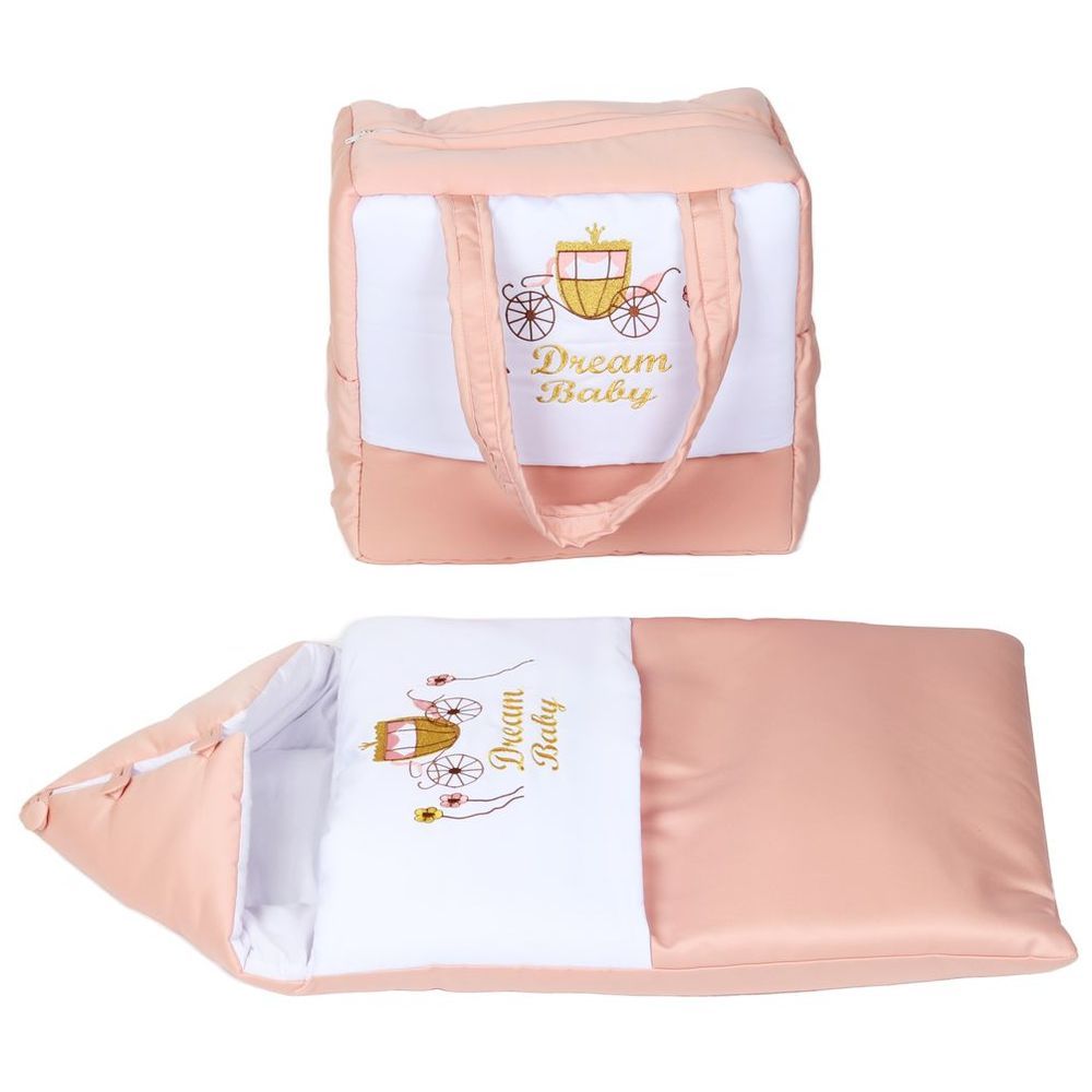 Little Angel - Baby Sleeping Bag w/ Baby Bag - Peach/White