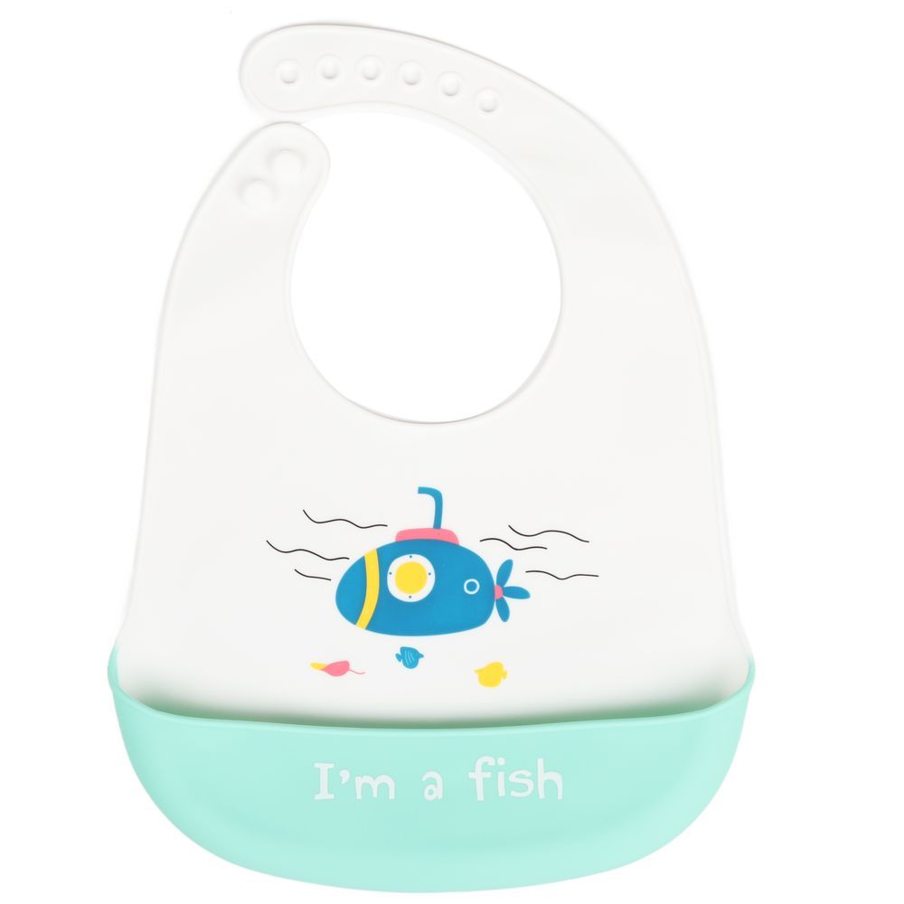 Little Angel - I'M A Fish Baby Silicon Bib - White/Green