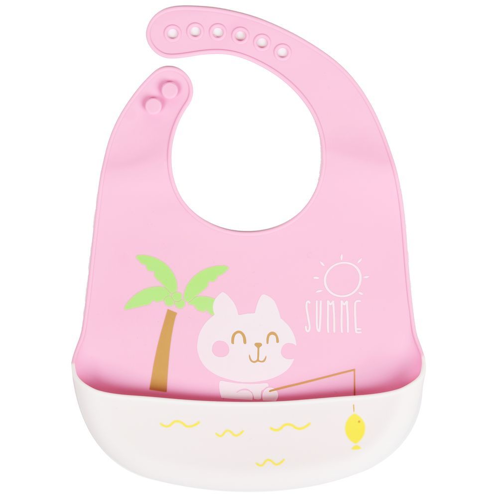 Little Angel - Summe Baby Silicon Bib - Pink/White