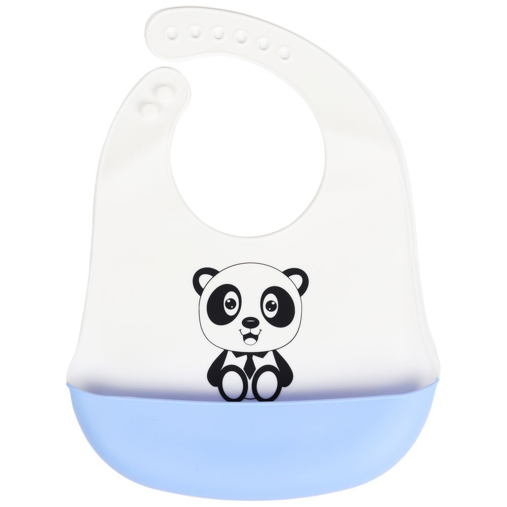 Little Angel - Baby Silicon Bib - Panda - White/Blue