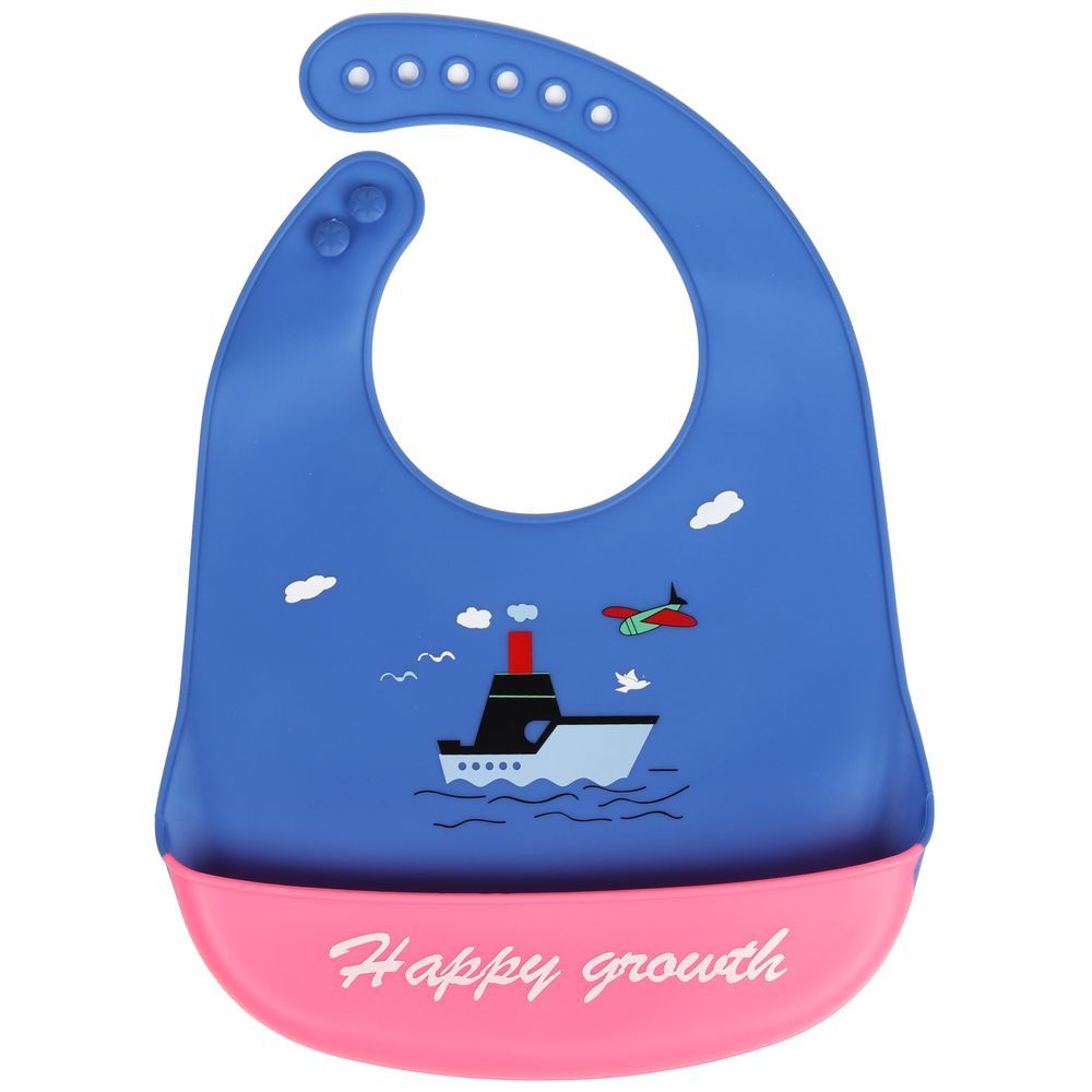 Little Angel - Happy Growth Baby Silicon Bib - Blue/Pink