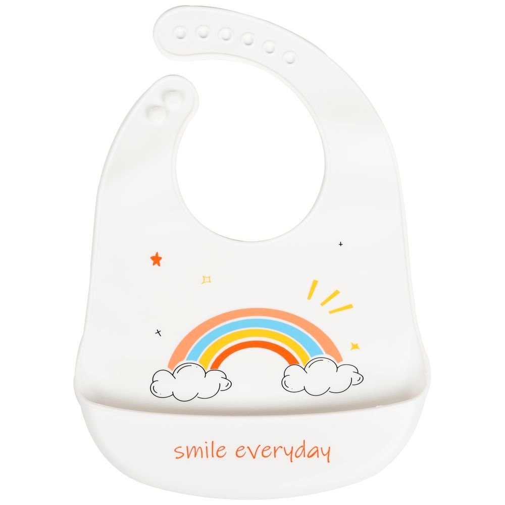 Little Angel - Smile Everyday Baby Silicon Bib - White