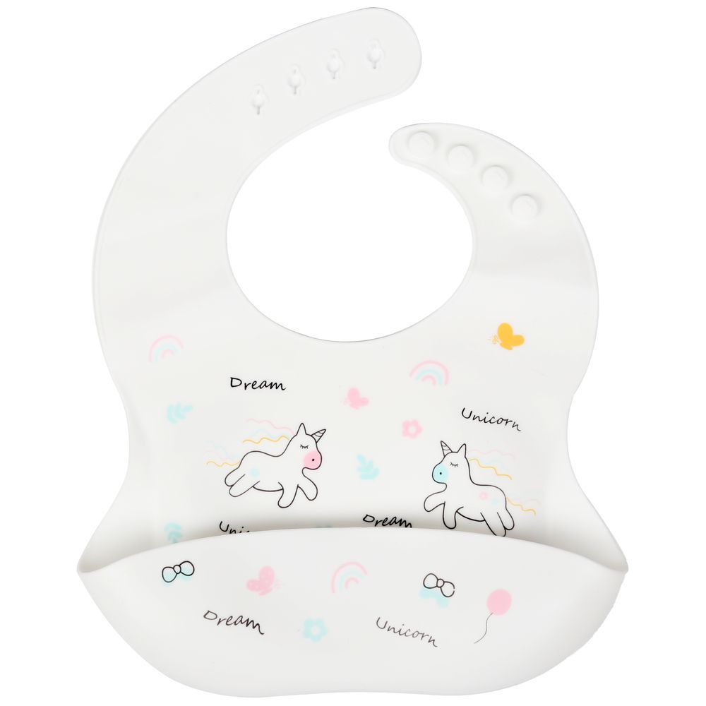 Little Angel - Dream Unicorn Baby Silicon Bib - Grey