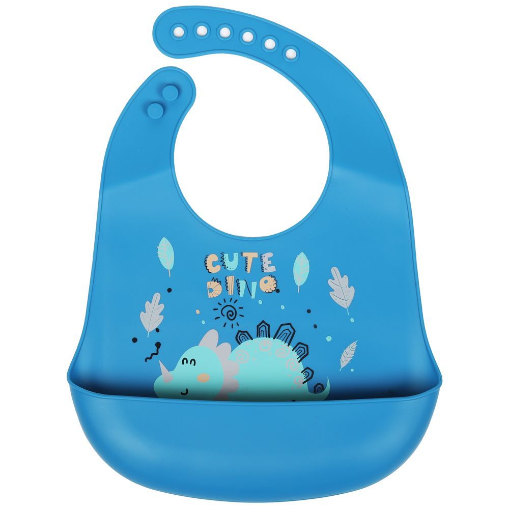 Little Angel - Cute Dino Baby Silicon Bib - Blue