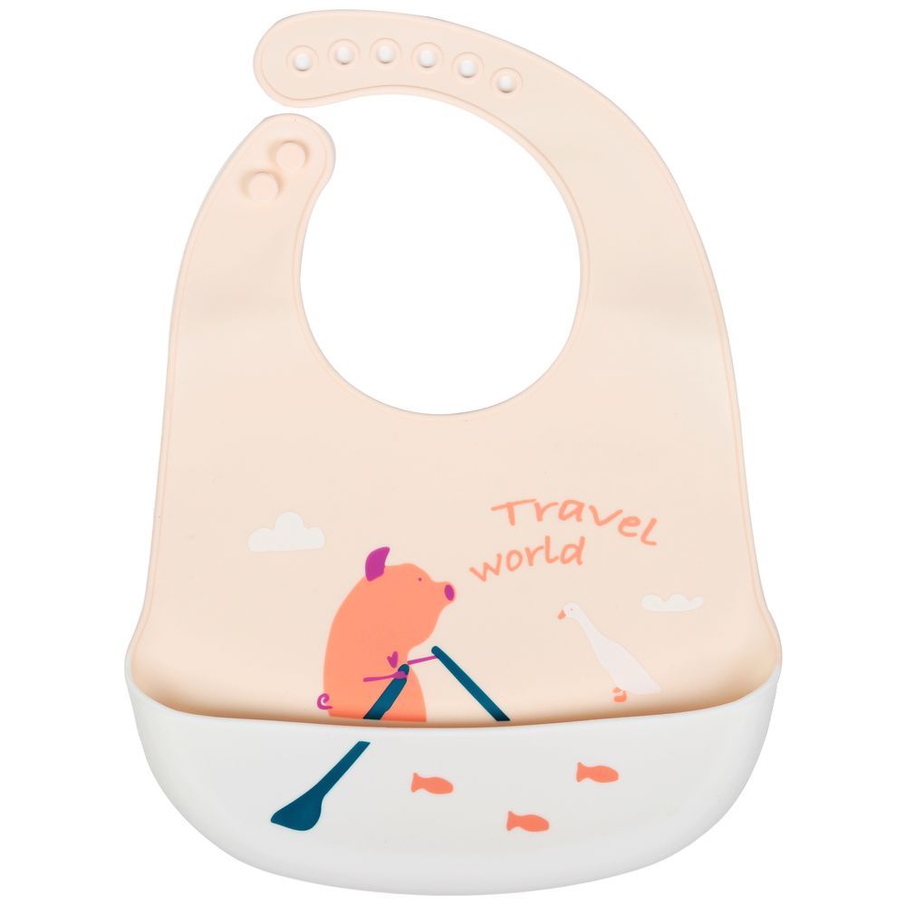 Little Angel - Travel World Baby Silicon Bib - Peach