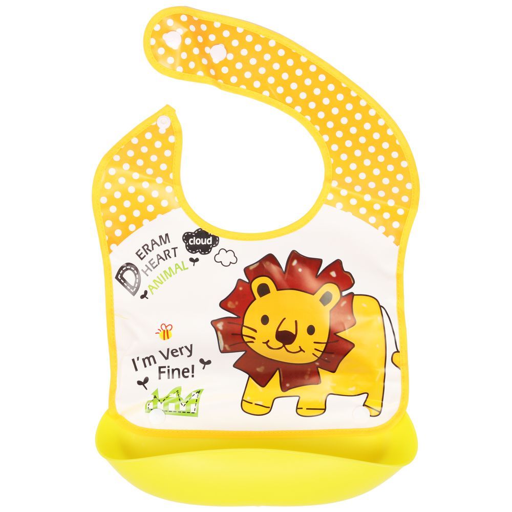 Little Angel - Dream Heart Animal Baby Silicon Bib - Yellow/White