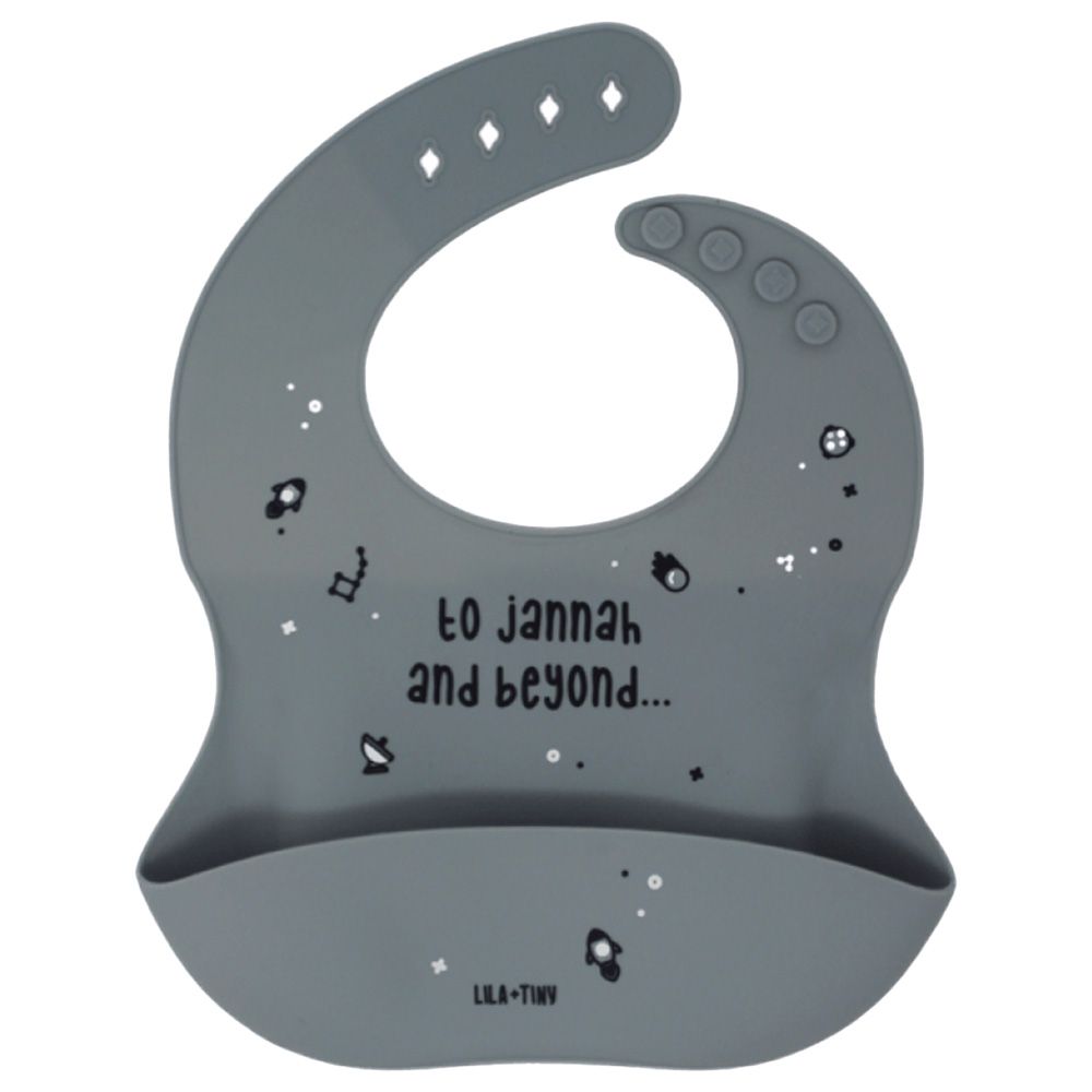 Lila And Tiny - Silicone Baby Bib - Jannah - Grey