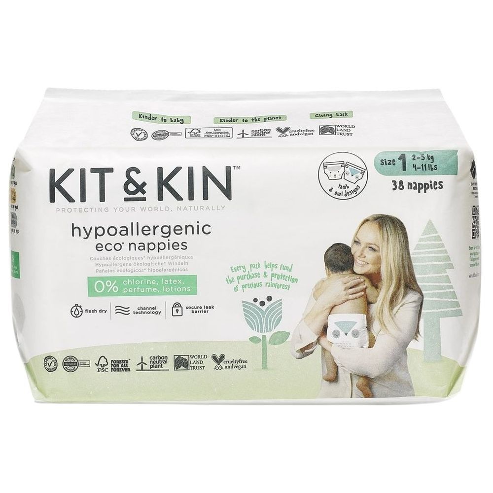 Kit & Kin - Eco Diapers Size 1-2-5kg - 38 Diapers