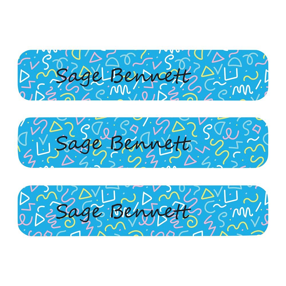 Ladybug Labels - Personalized Waterproof Large Labels - Blue Confetti - 30pcs