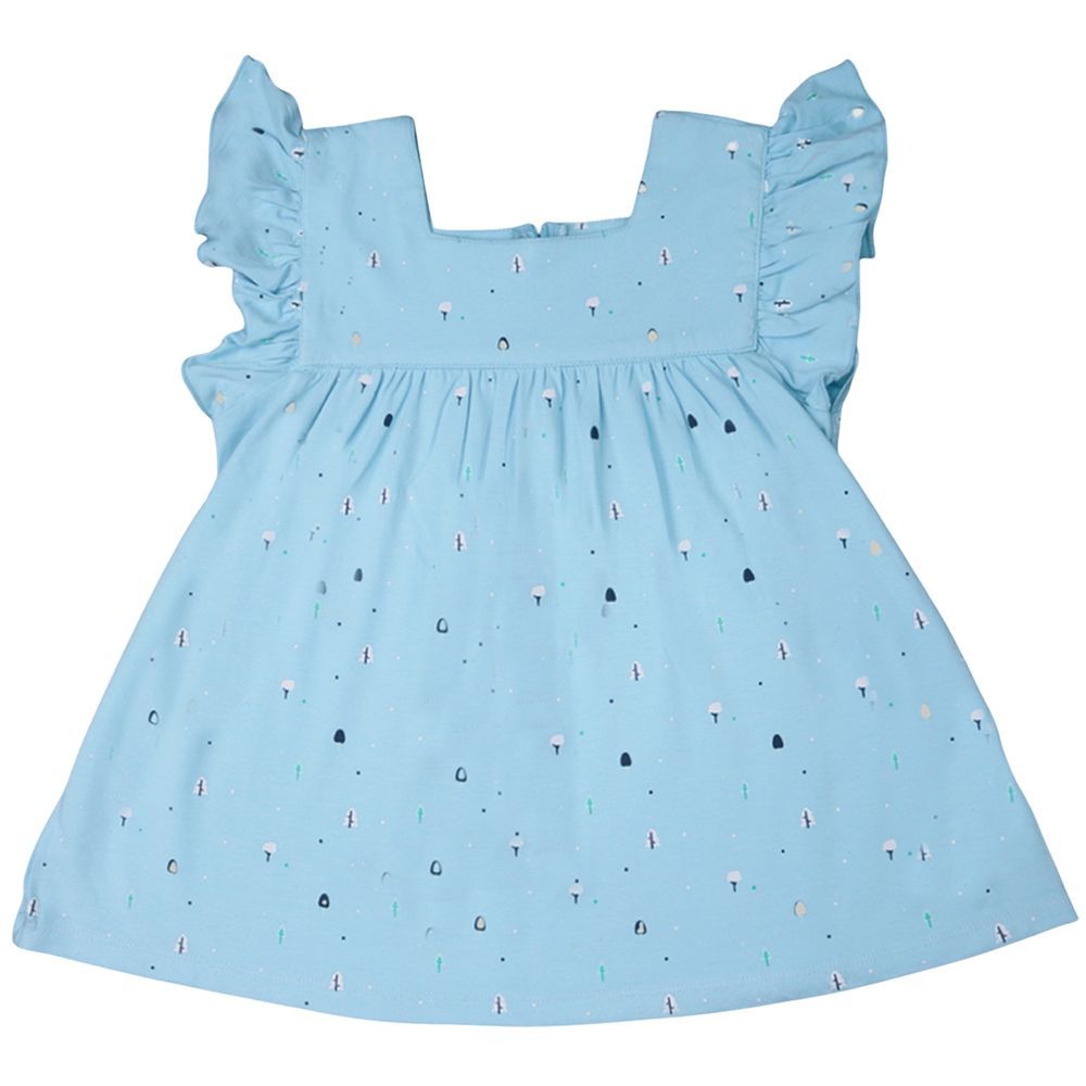 Luay - Girls Ruffled Sleeve Dress - Clear Blue