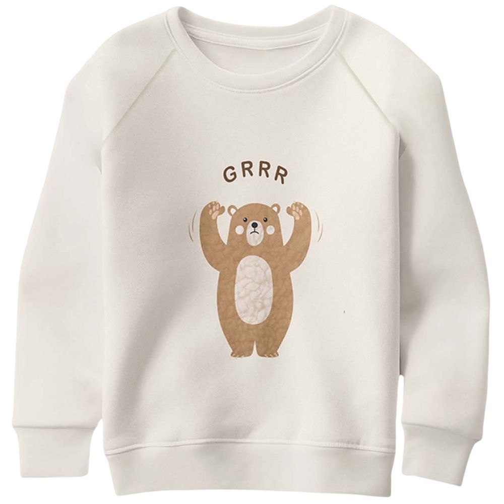 Luay - Ultra Soft Fabric Bear Print Sweatshirt - Off White