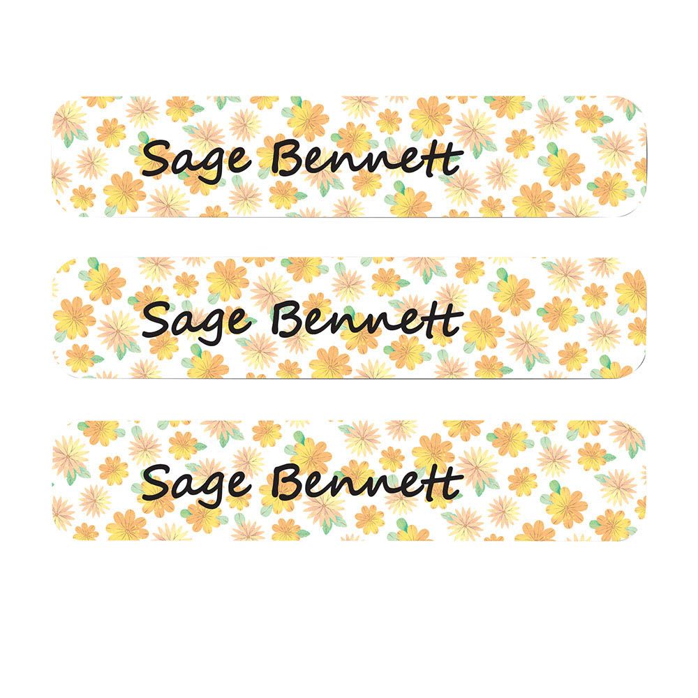 Ladybug Labels - Personalized Iron On Labels - Autumn Flowers - 50pcs