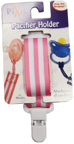 Pixie Pacifier Holder - Pink Stripe Print