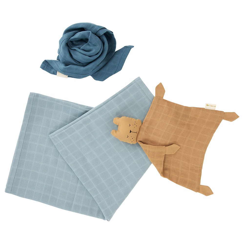 Fabelab - Organic Newborn Baby Gift Box - 3 Pack - Cottage Blue Mix