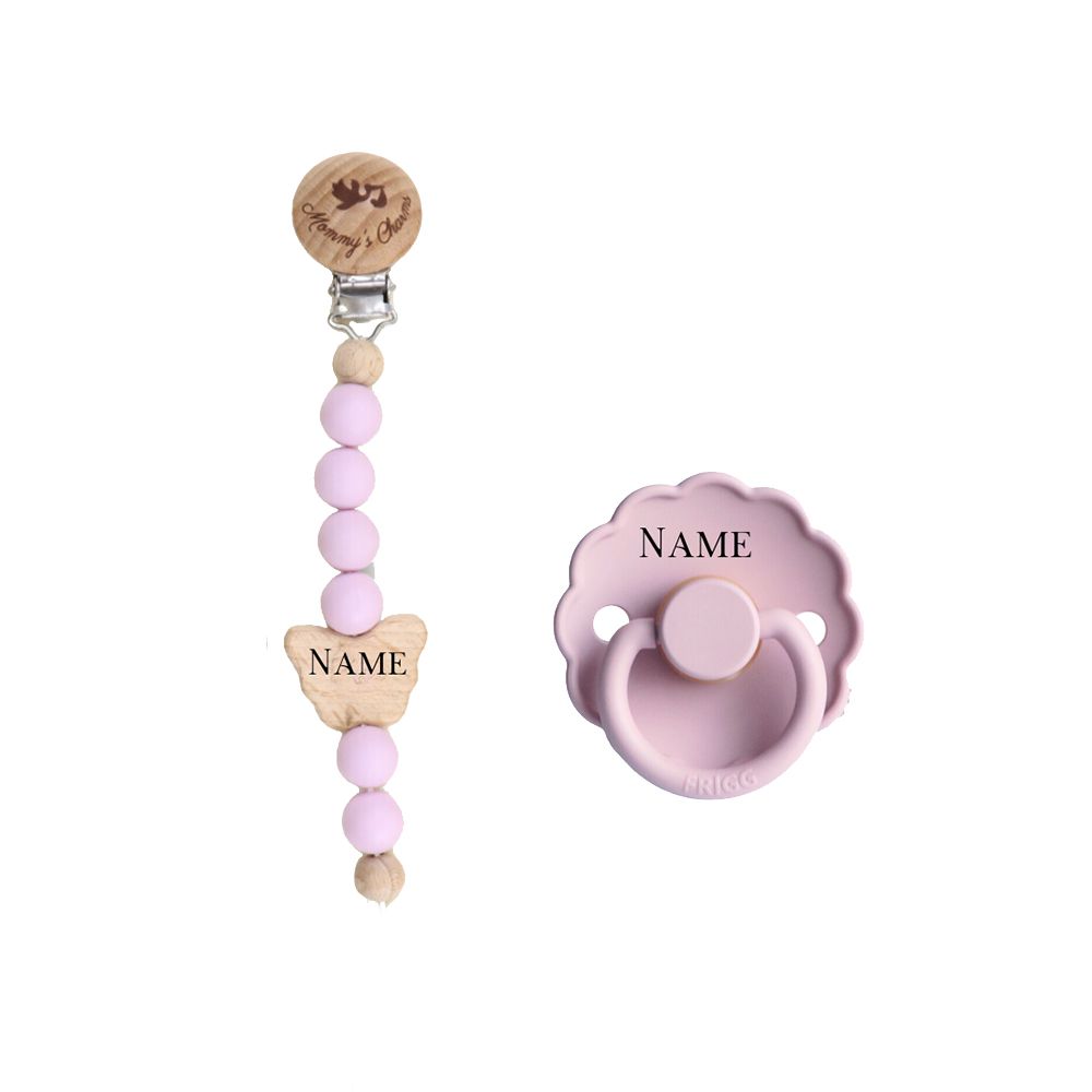 Mommy's Charms - Personalized Butterfly Frigg Pacifier With Clip - 2 Pcs - Purple