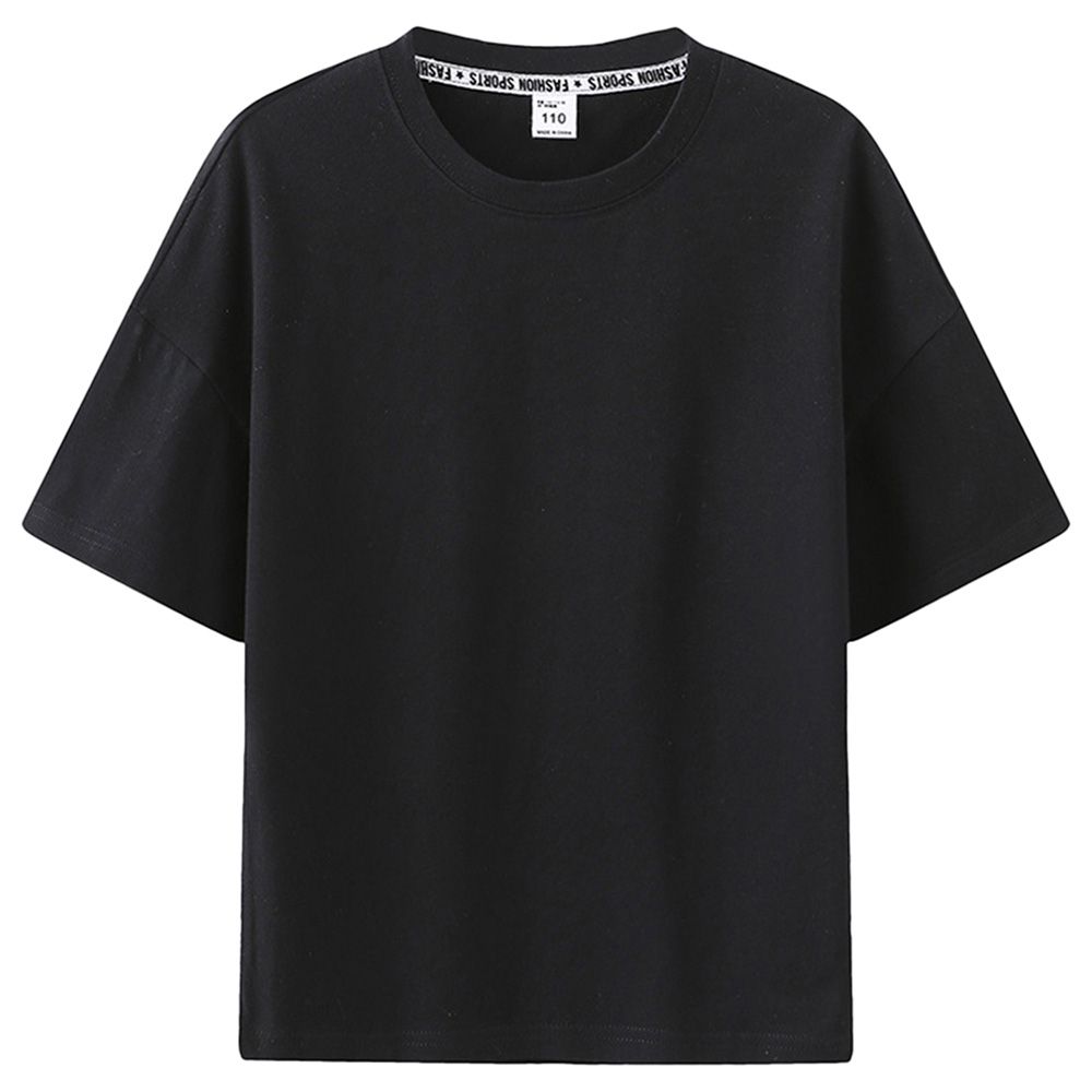 Mei Stylish - Kids Solid Short Sleeve T-Shirt - Black