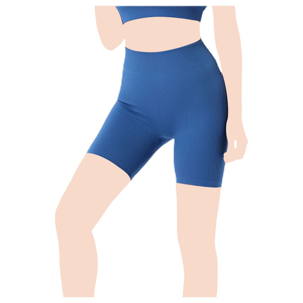 Mei Stylish - High Waist Seamless Sports Shorts - Blue