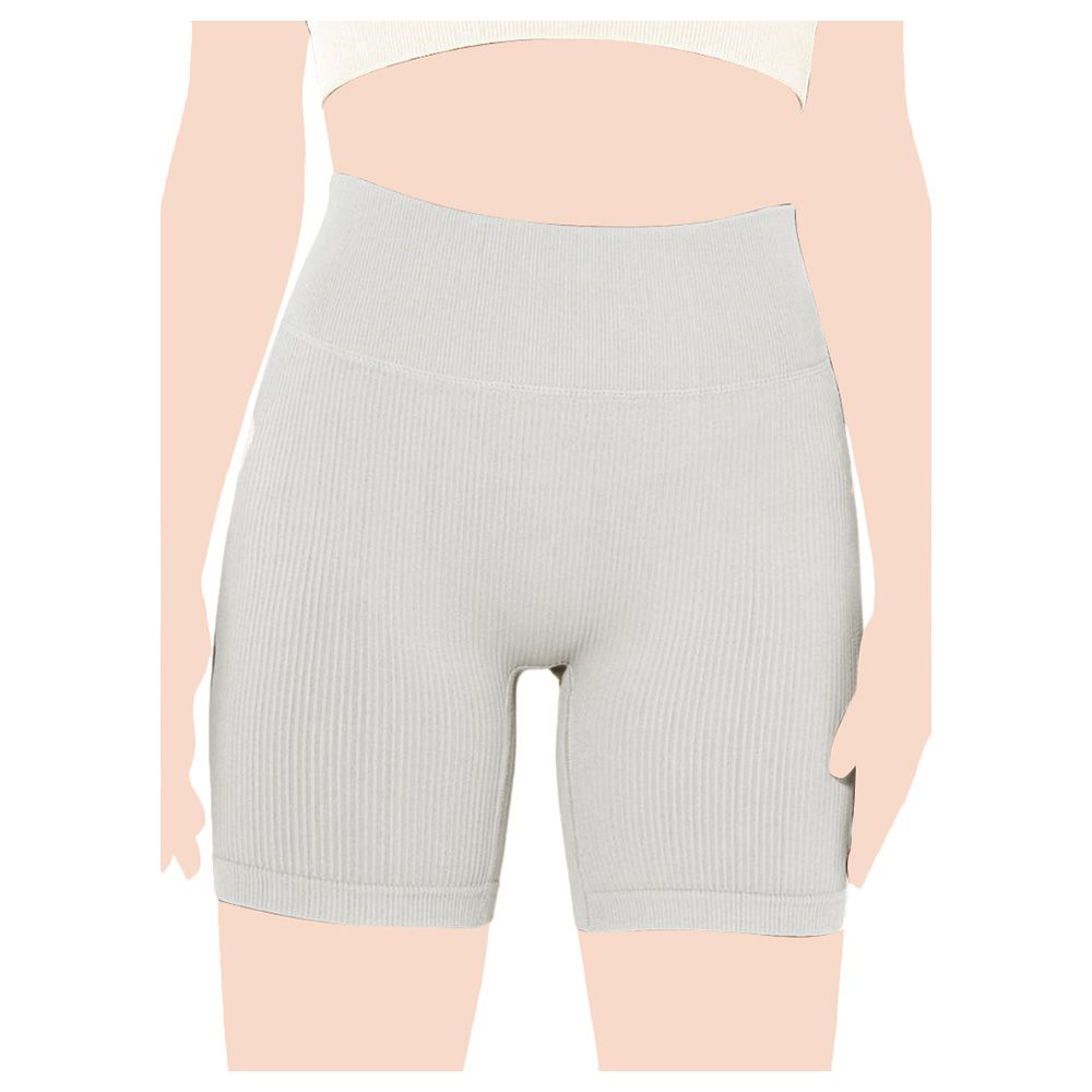 Mei Stylish - High Waist Seamless Sports Shorts - White