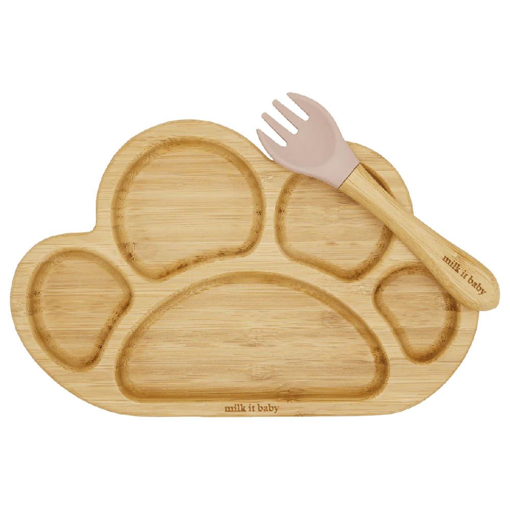 Milk It Baby - Bamboo Tiger Paw Plate Set - Dusty Pink