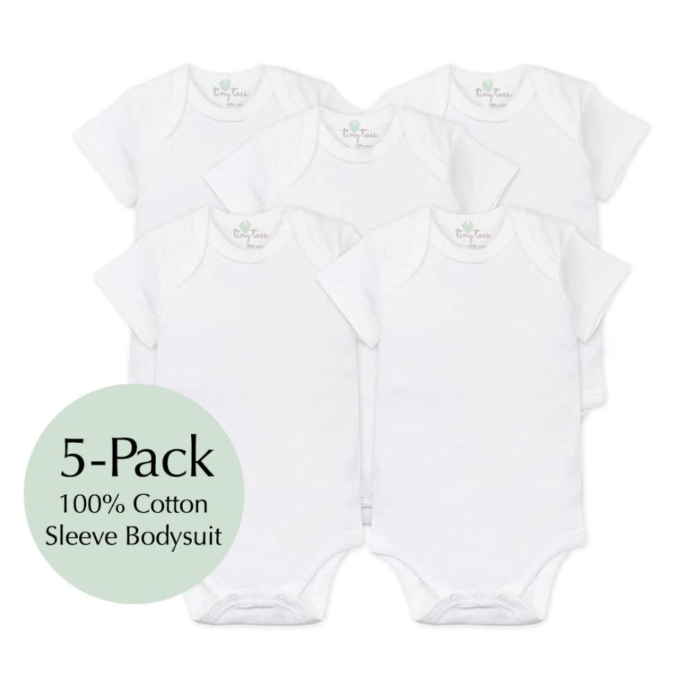 Tiny Toes - 100% Cotton Pack of 5 Short Sleeve Bodysuit (Exclusive)