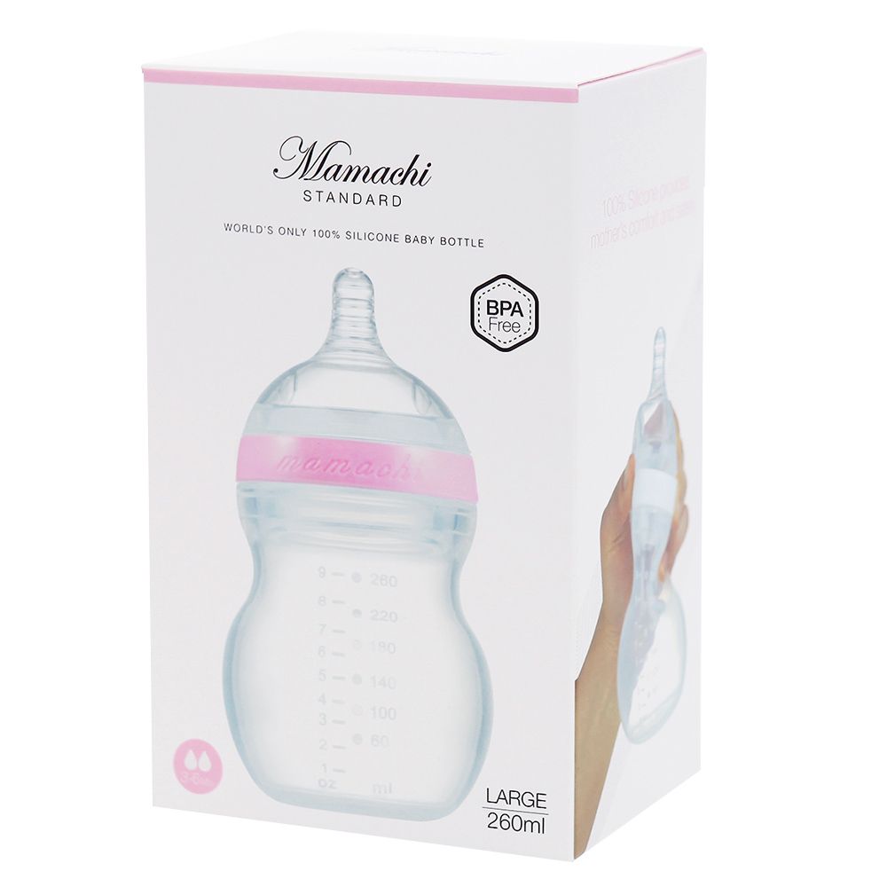 Mamachi - 100% Silicone Standard Baby Bottle - 260 ml - Pink