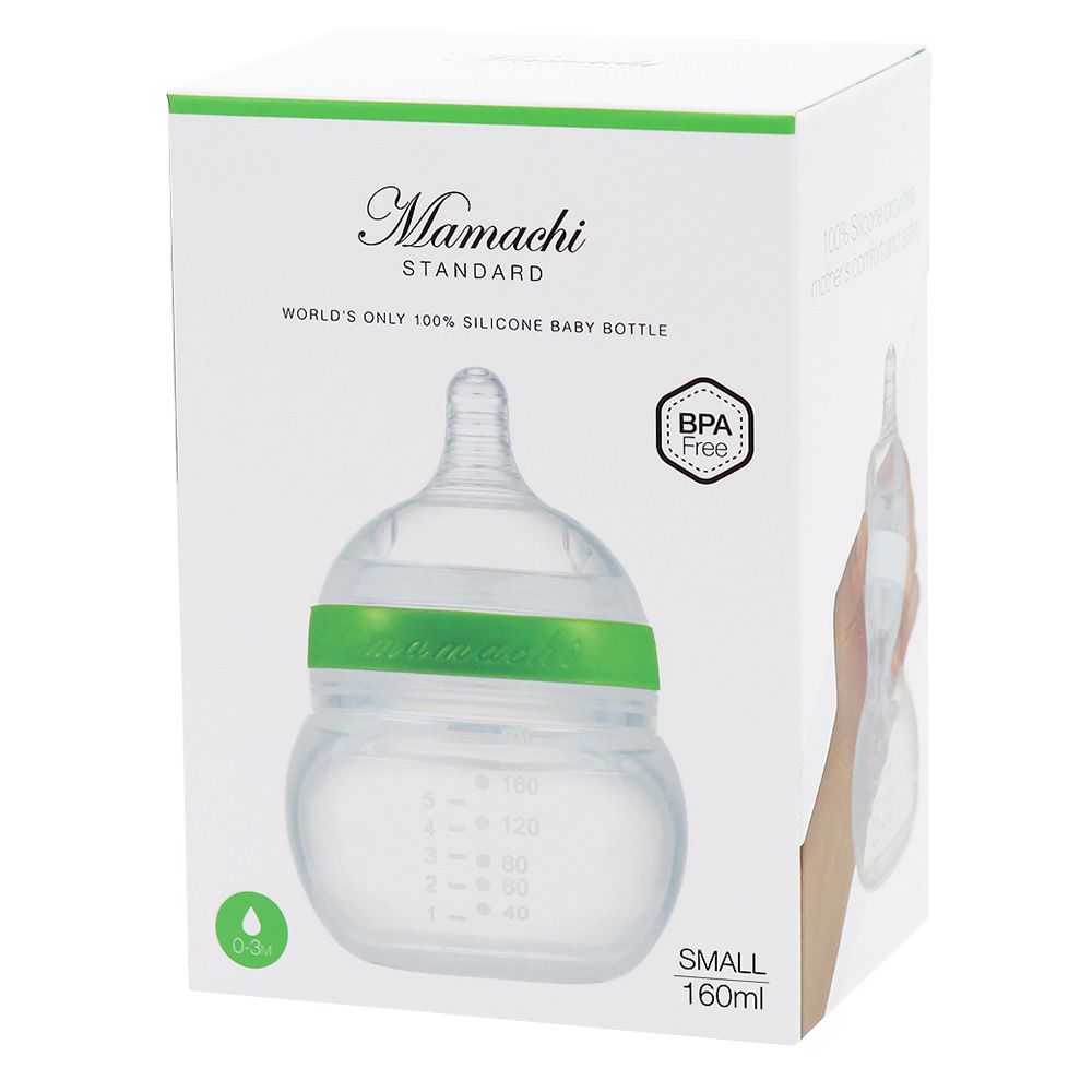 Mamachi - 100% Silicone Standard Baby Bottle - 160 ml - Green