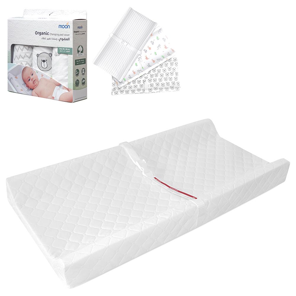 Moon - Waterproof Diaper Changing Mat w/ 3pcs Changing Pad Cover