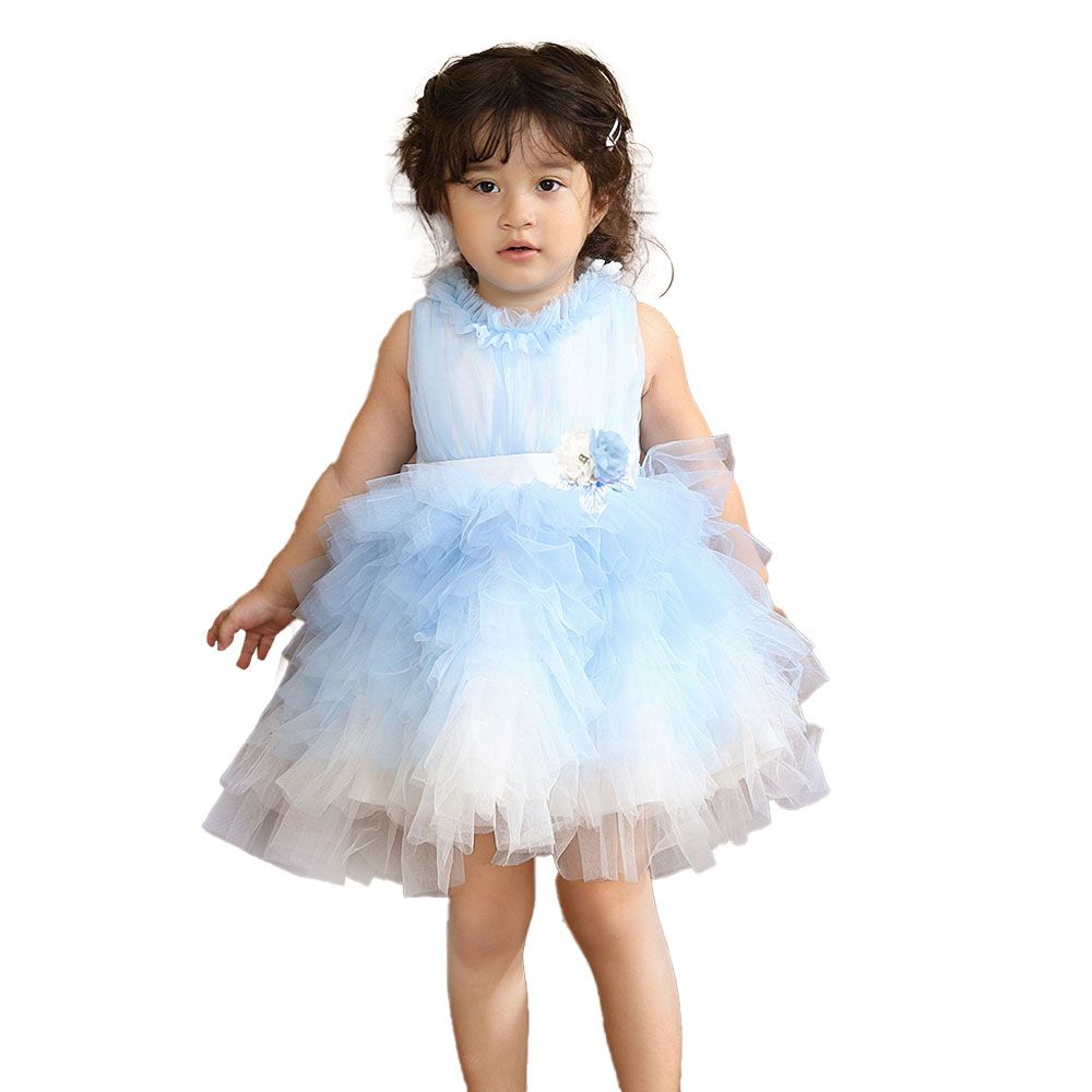 Smart Baby - Sleeveless Printed Dress - Blue