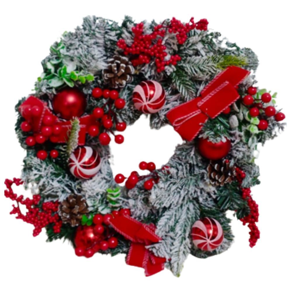 Merry Christmas - Flocked Wreath - 40 cm