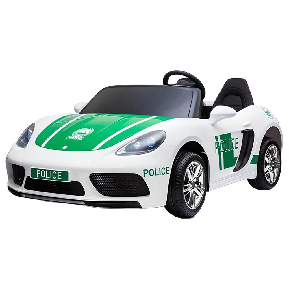 Myts - Licensed Electric Police 2 Seater Rideon Car - White - XXL