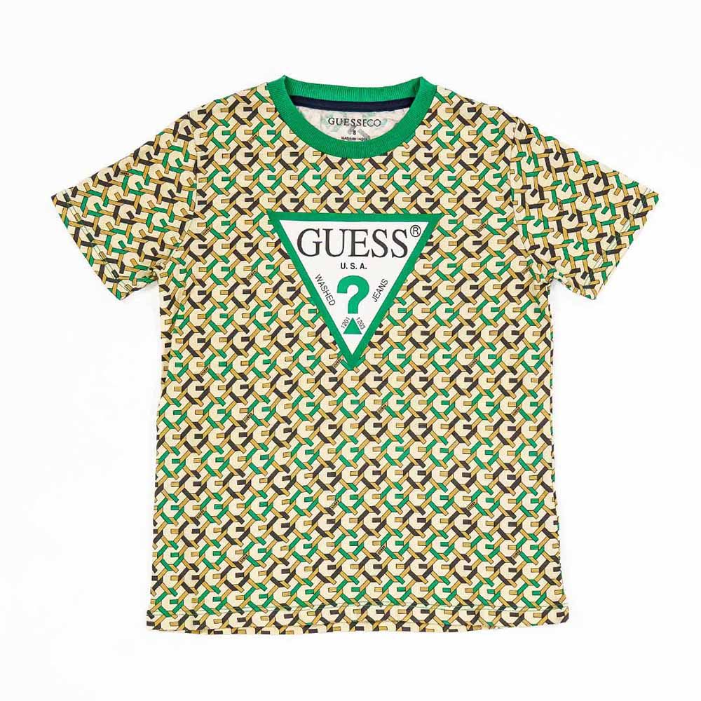 Guess - Boy's Printed Round Neck T-Shirt - Green