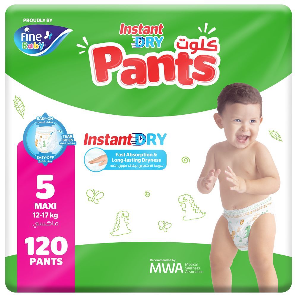 Fine Baby - Instant Dry Pants - 12-17 Kg - Size 5 - Maxi - 120pcs