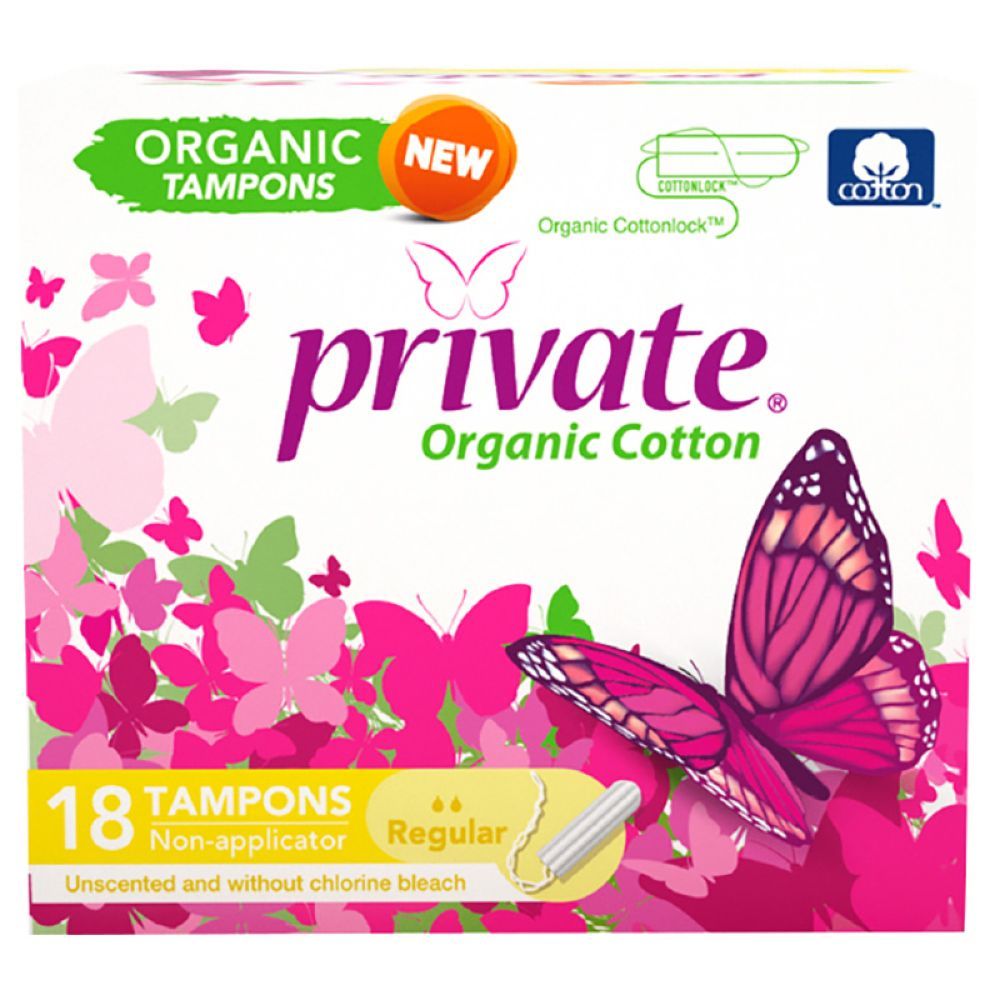 Private - Organic Non Applicator Tampon - Regular - 18pcs